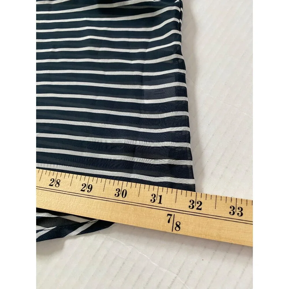 Lane Bryant Womens Navy/White Striped Button-Up Tunic Collared Size 22/24 Sheer - Picture 10 of 11